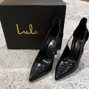 Lulu's Sleek Black Croc Heels